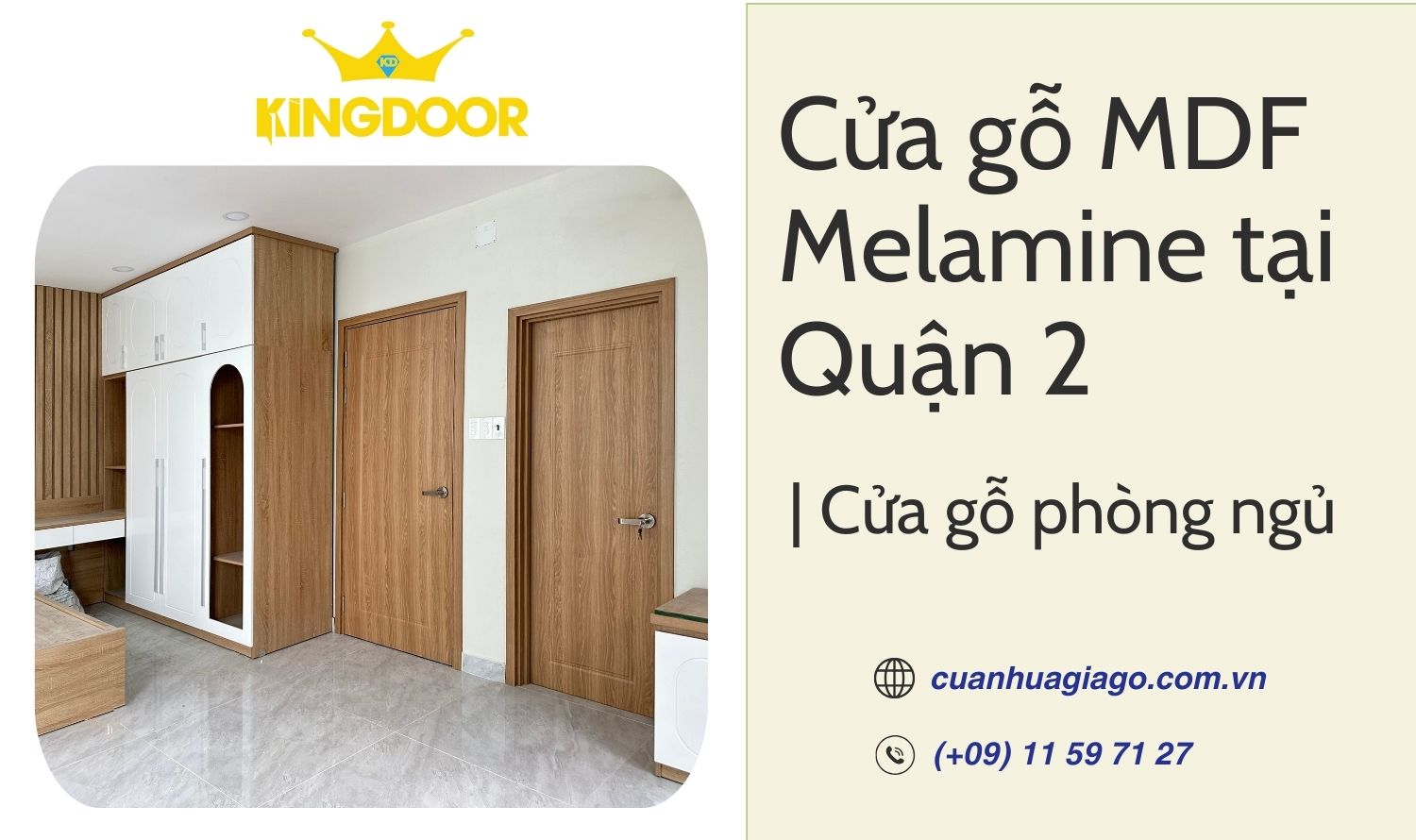 Giá cửa gỗ MDF Melamine tại Quận 2 | Cửa gỗ phòng ngủ